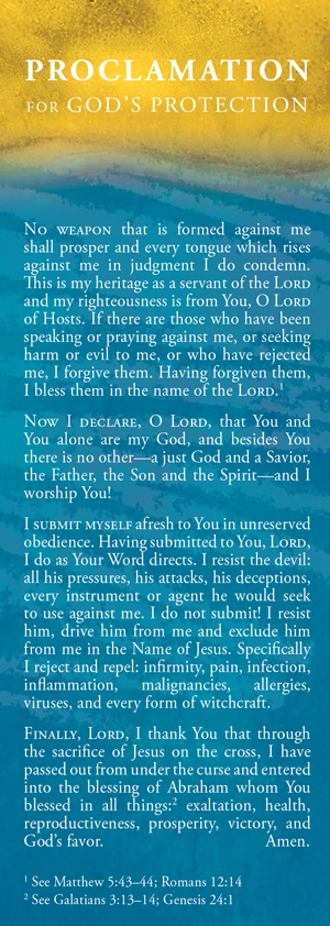 This is and image of the Proclamation for God's Protection product.